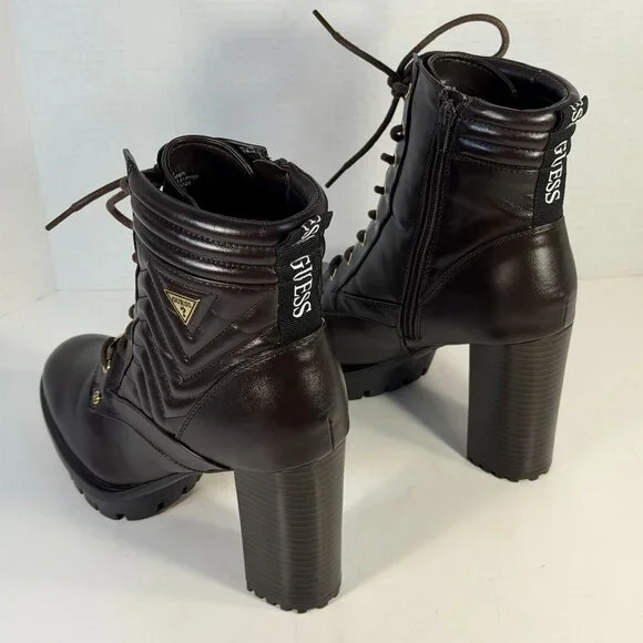 Women's size 10M brown lace-up boots by GUESS - Picture 2 of 16
